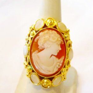 AMEDEO NYC "Modica" 25mm Simulated Cats Eye Ring Size 8